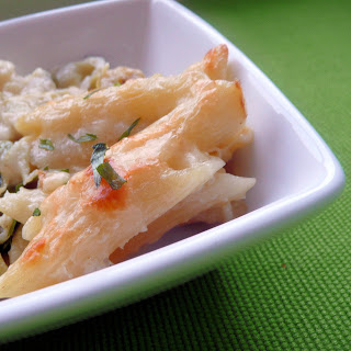 Creamy Baked Penne and Chicken with Artichokes, Tarragon and Lemon