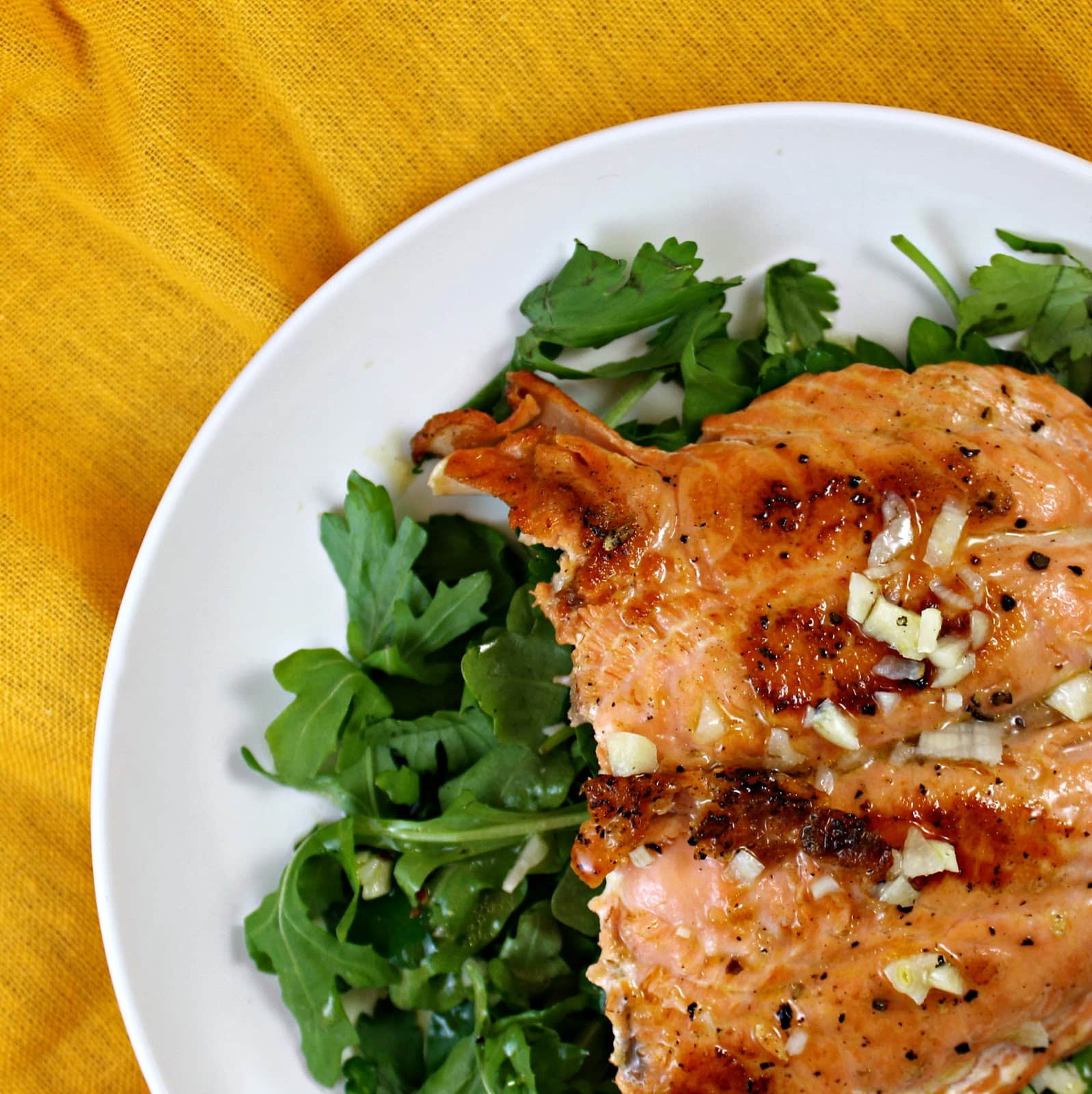 Crispy Salmon with Herb Salad