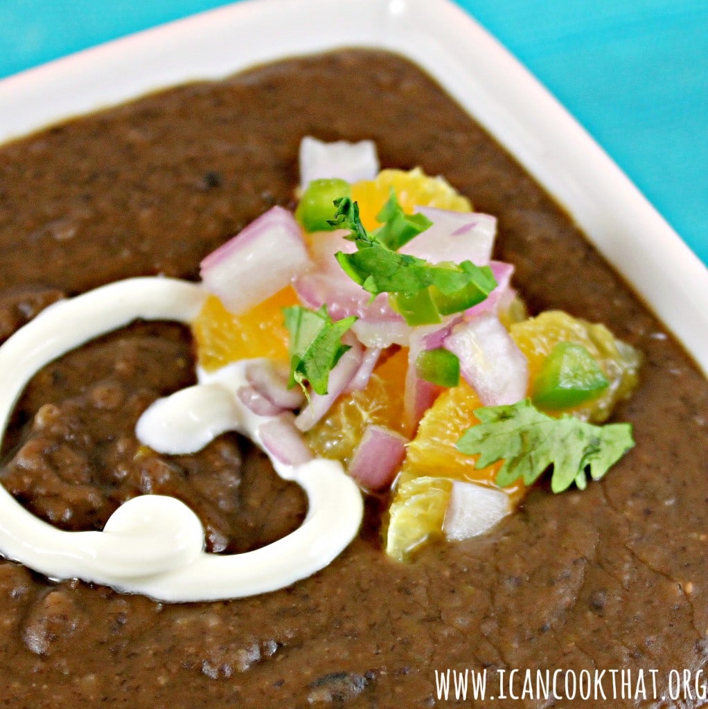 Black Bean Soup with Orange-Jalapeno Salsa