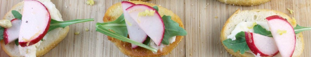 Radish and Arugula Crostini with Brie