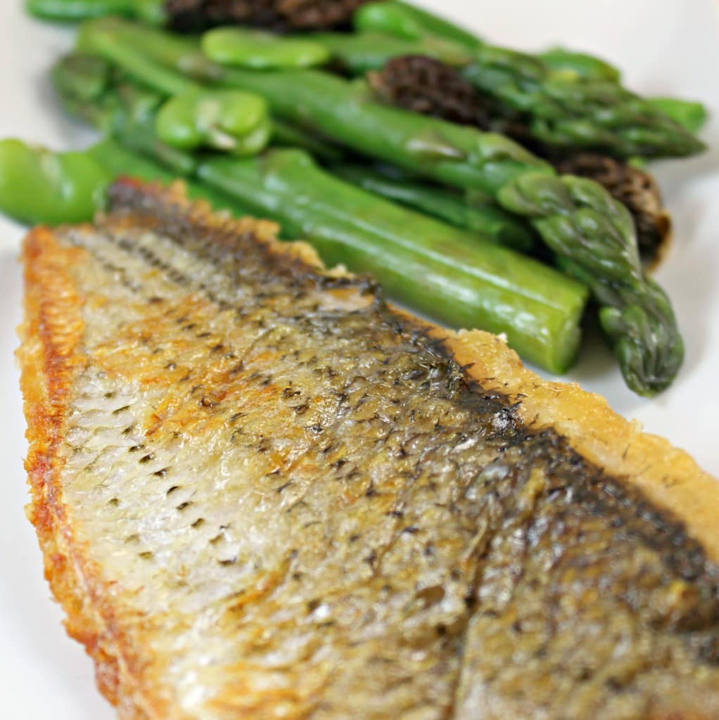 Seared Wild Striped Bass with Sauteed Spring Vegetable