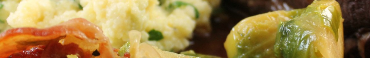 Braised Baby Back Ribs and Creamy Polenta with Brussels Sprouts and Pancetta