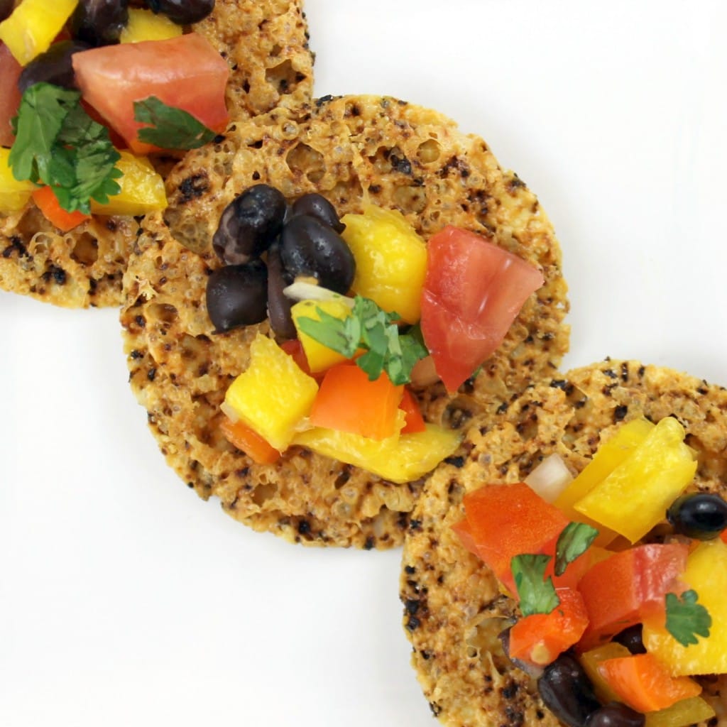 Black Bean Mango Salsa on Crisps