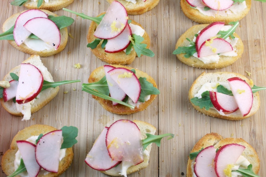 Radish and Arugula Crostini with Brie