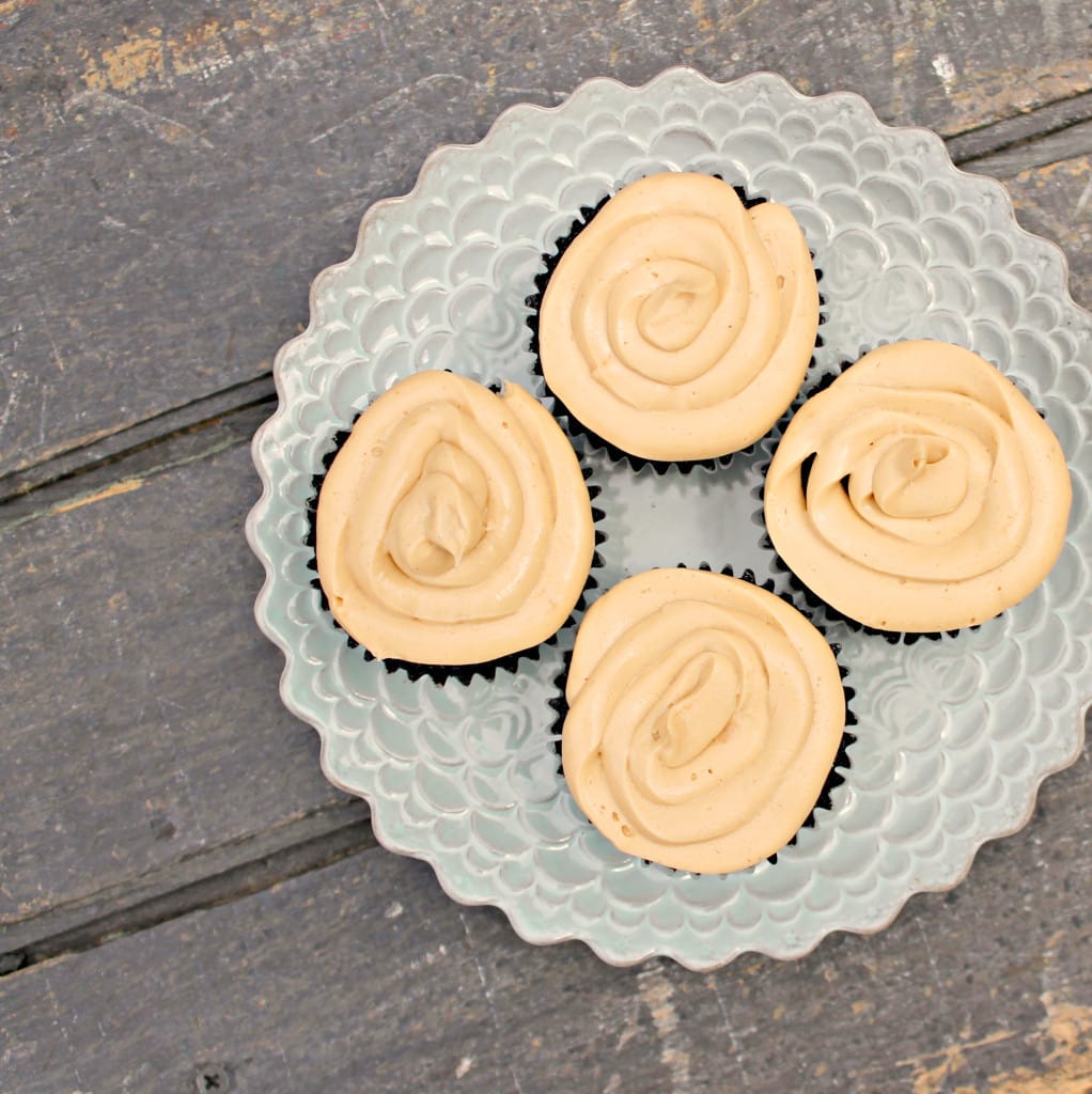 Vegan Dark Chocolate Cupcakes with Peanut Butter Frosting