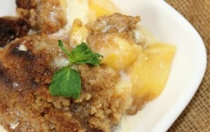 Peach Crisp with Maple Cream Sauce