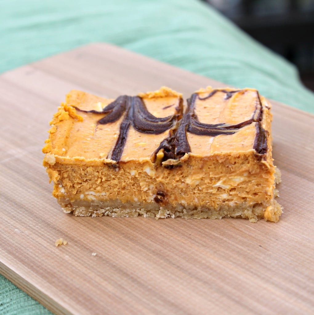 Nutella-Swirled Pumpkin Cheesecake Bars