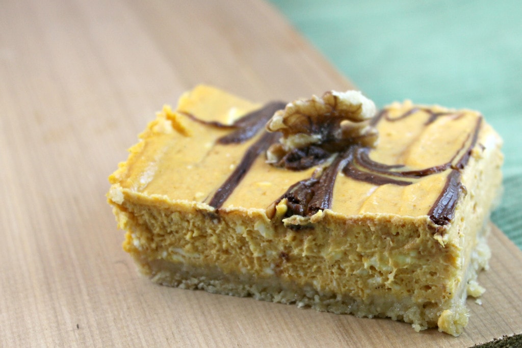 Nutella-Swirled Pumpkin Cheesecake Bars