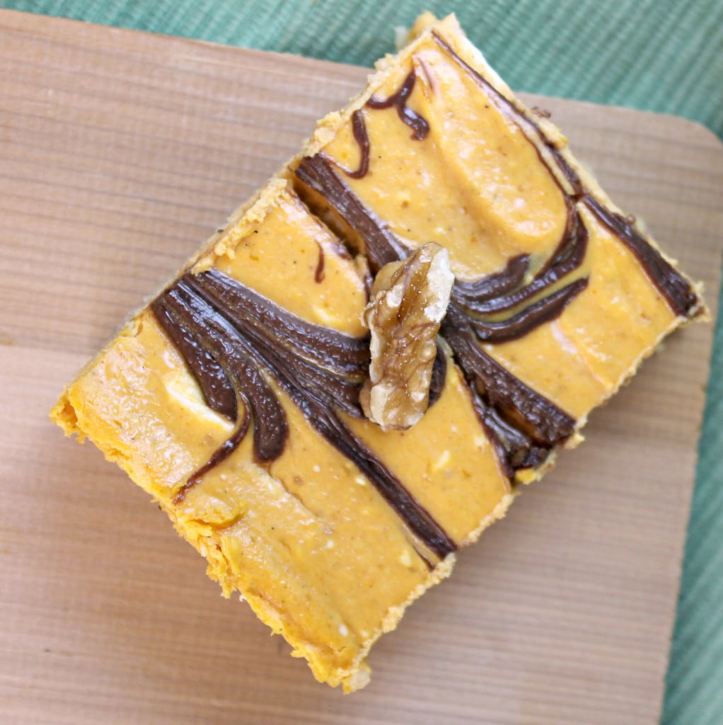 Nutella-Swirled Pumpkin Cheesecake Bars