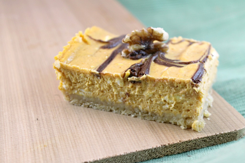 Nutella-Swirled Pumpkin Cheesecake Bars