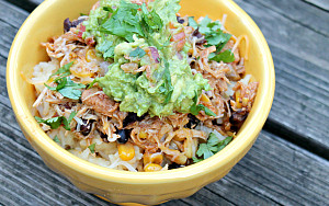 Slow Cooker Chicken Taco Bowls with Guacamole