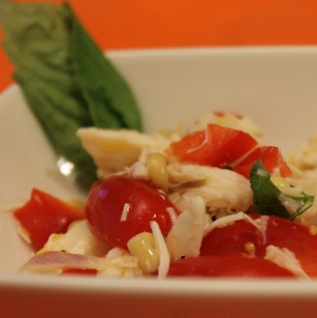 Crab, Corn, and Tomato Salad with Lemon-Basil Dressing