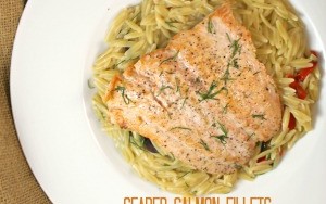 Seared Salmon Fillets with Orzo Pilaf