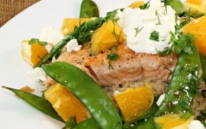 Salmon and Snow Pea Brown Rice Bowls