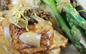 Lemony Chicken Fricassee with Shallots and Morel Mushrooms