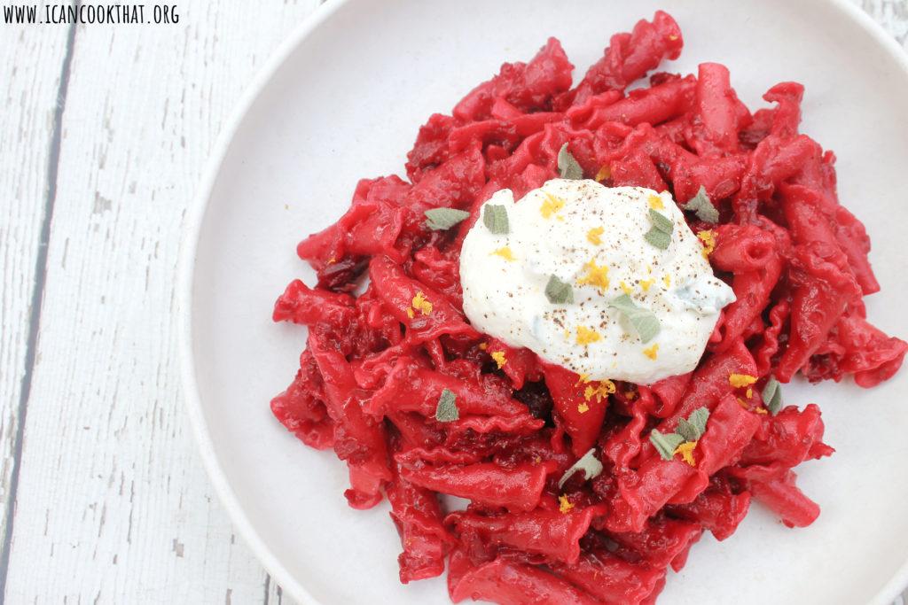 Gemelli with Brown Butter Beet Sauce and Herbed Citrus Ricotta