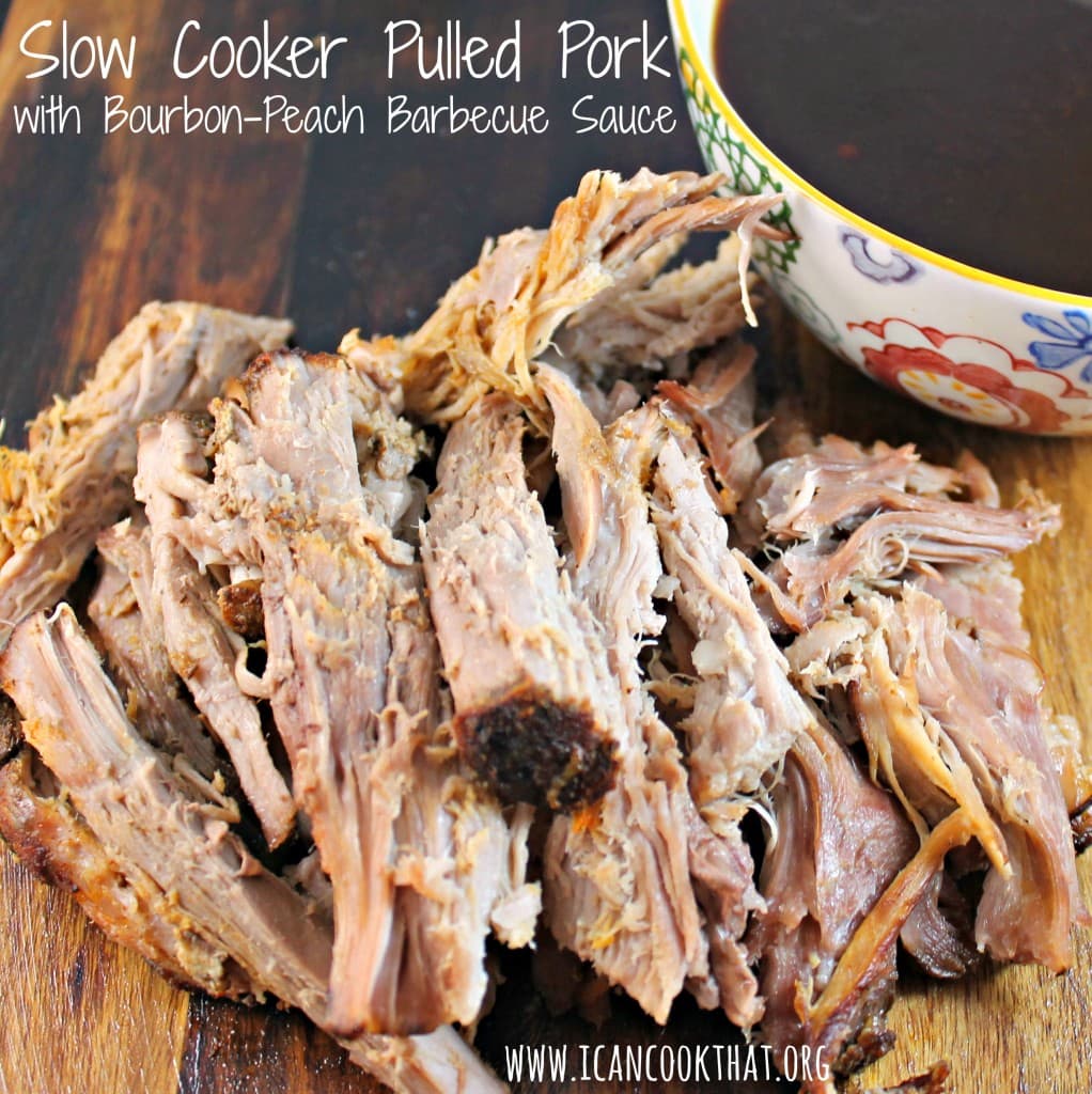 Slow Cooker Pulled Pork with Bourbon-Peach Barbecue Sauce