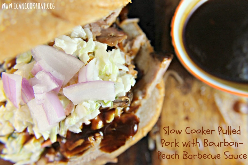 Slow Cooker Pulled Pork with Bourbon-Peach Barbecue Sauce