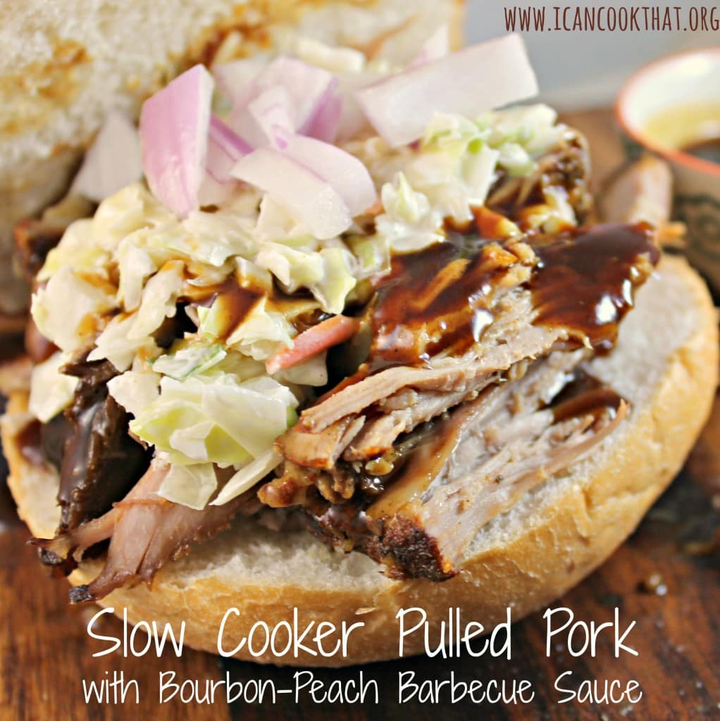 Slow Cooker Pulled Pork with Bourbon-Peach Barbecue Sauce