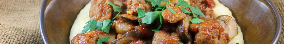 Mushroom and Sausage Ragu with Creamy Polenta