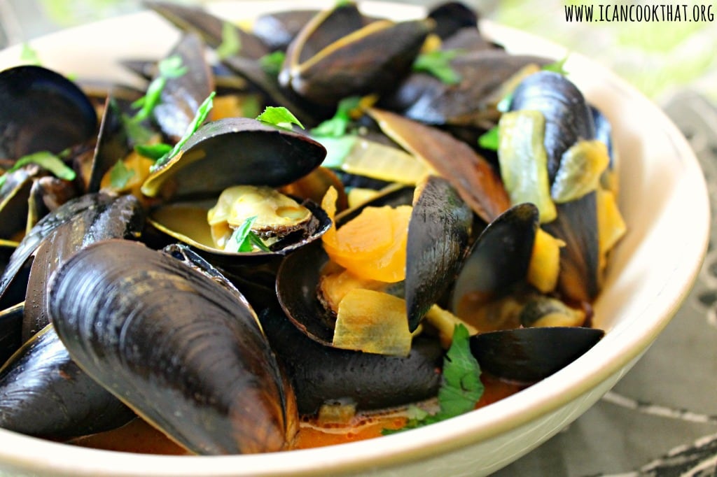 Steamed Mussels in Saffron Broth