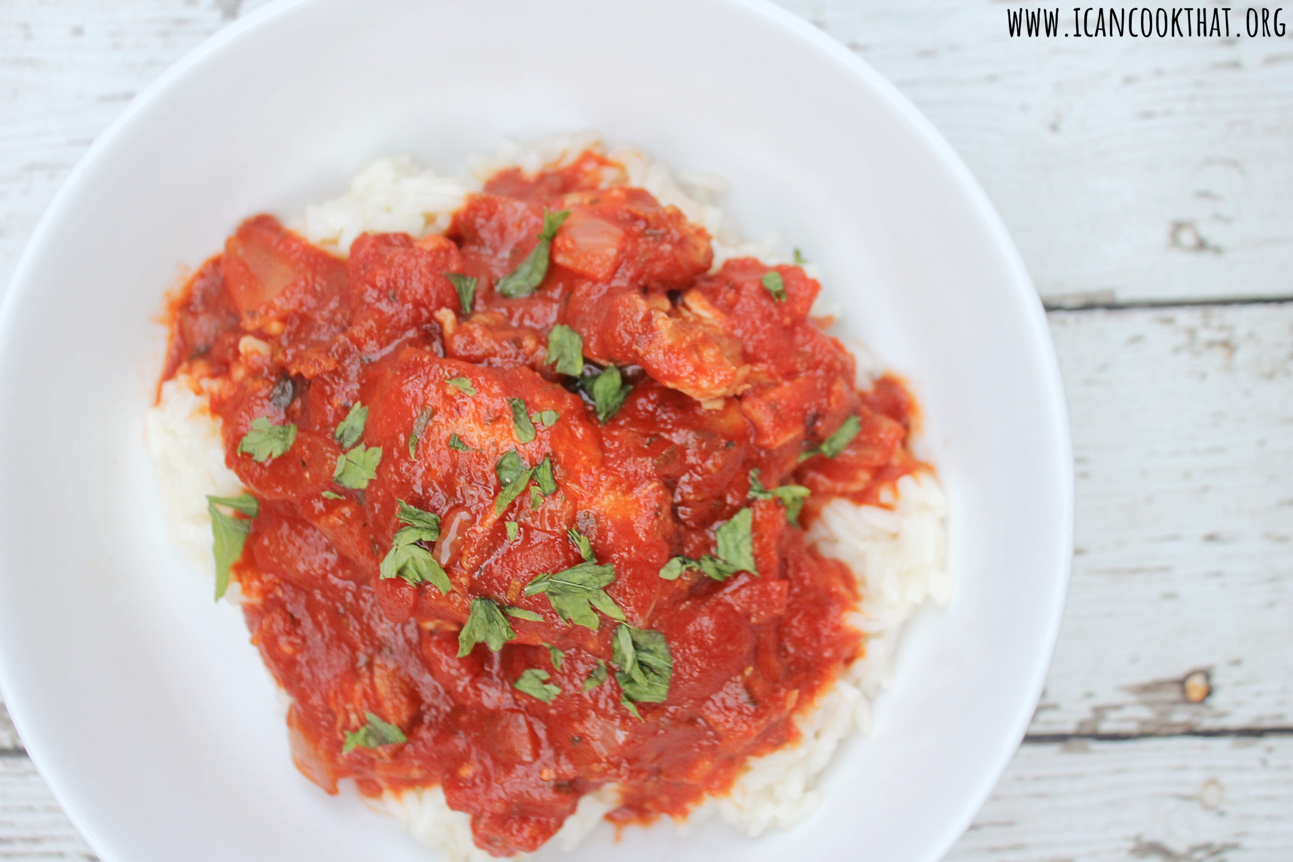 Slow Cooker Saucy Chicken Over Rice