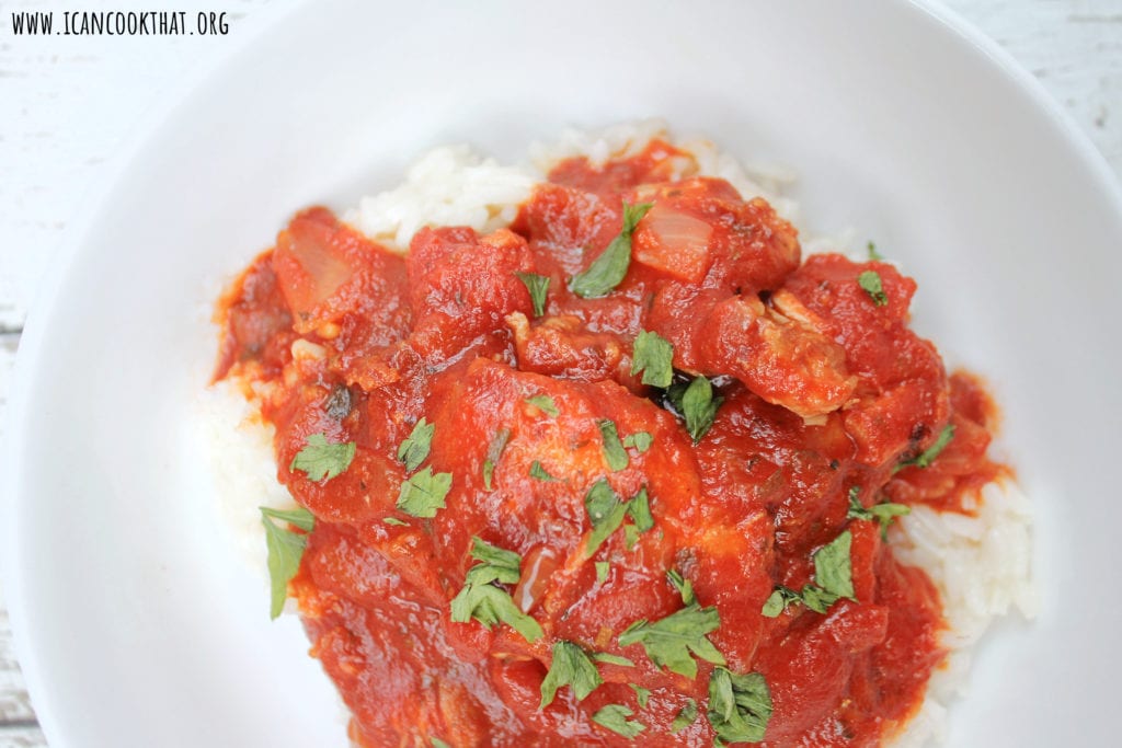 Slow Cooker Saucy Chicken Over Rice