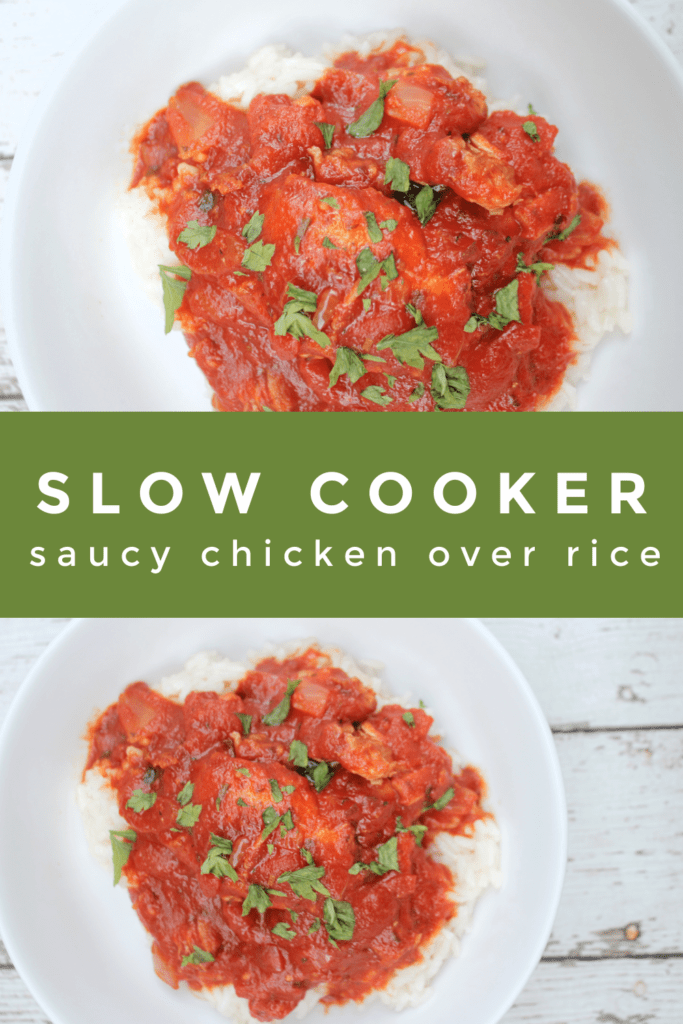 Slow Cooker Saucy Chicken Over Rice