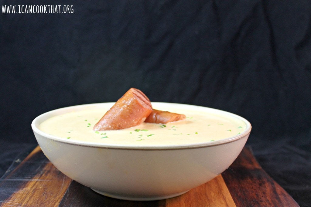 Beer and Cheddar Soup with Grilled Polska Kielbasa #OktoberOnTheFarm