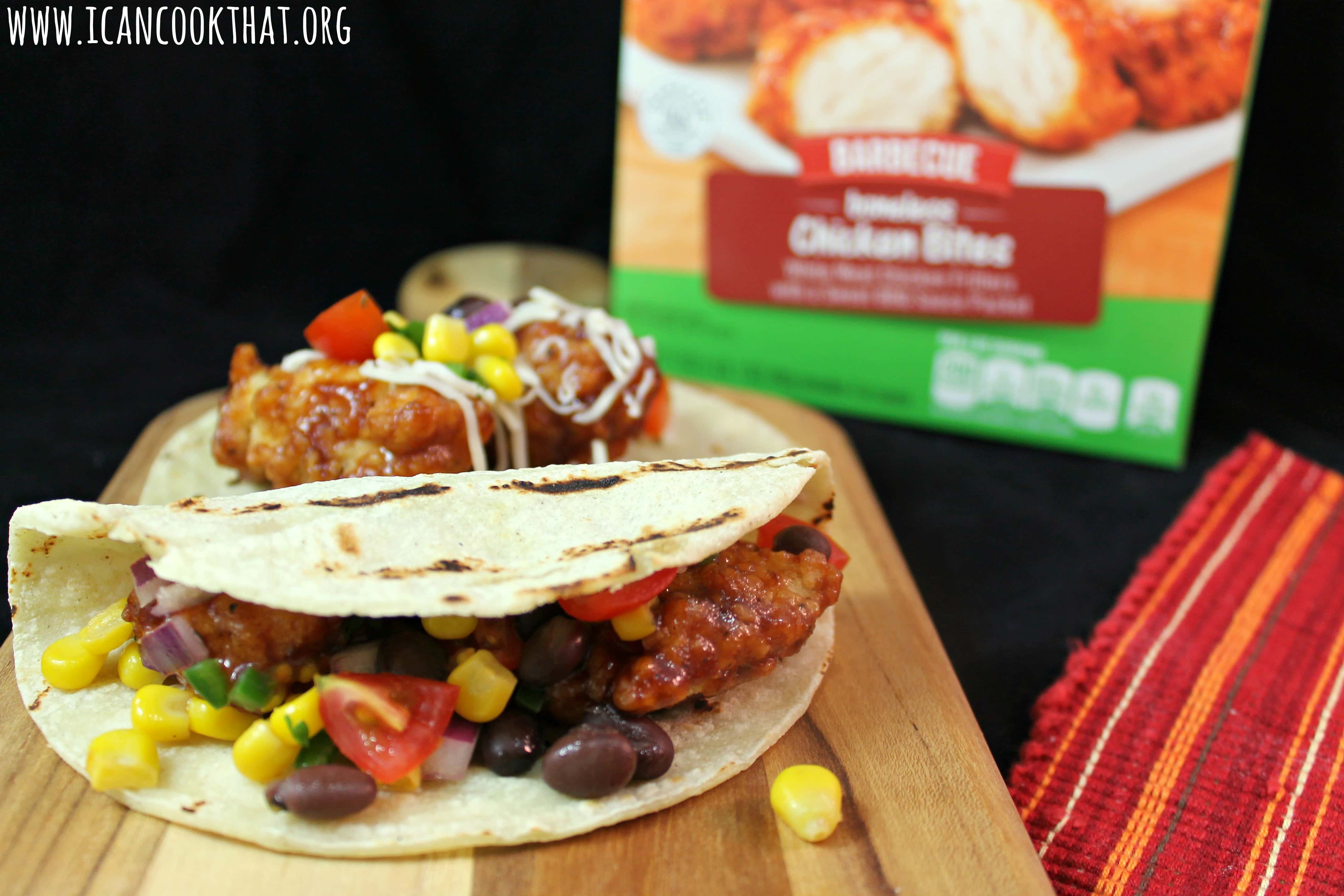 BBQ Chicken Tacos with Corn Salsa #GameDaySnackHacks