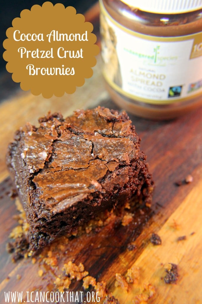 Cocoa Almond Pretzel Crust Brownies