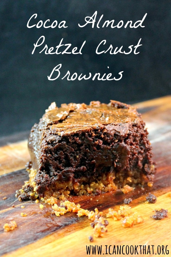 Cocoa Almond Pretzel Crust Brownies