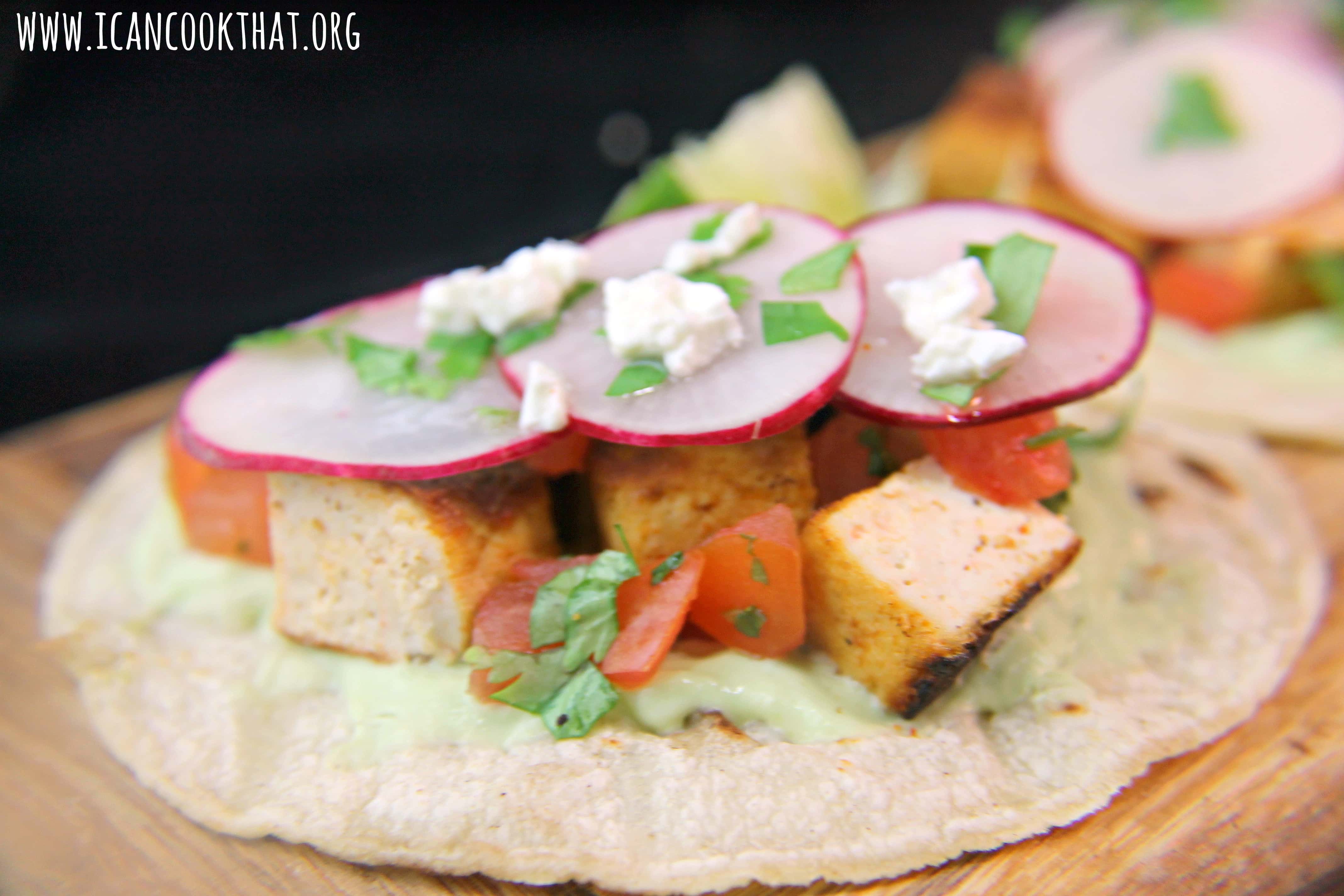 Chipotle Tofu Tacos with Avocado Cream