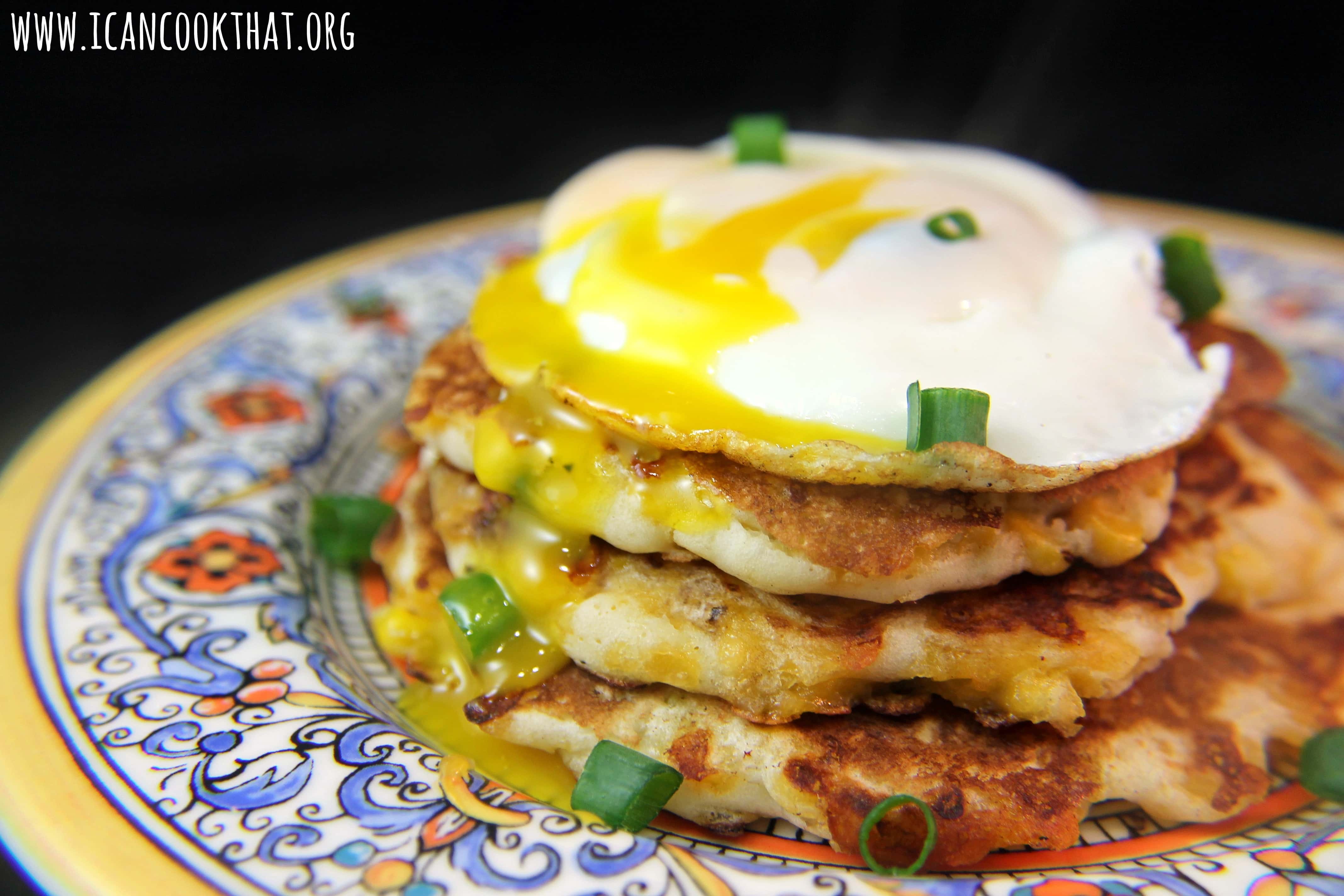 Cheesy Corn Pancakes with Eggs