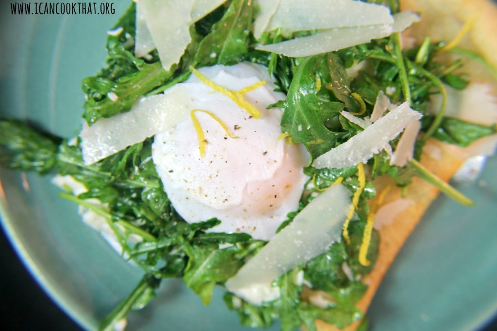 Arugula Pizza with Poached Eggs