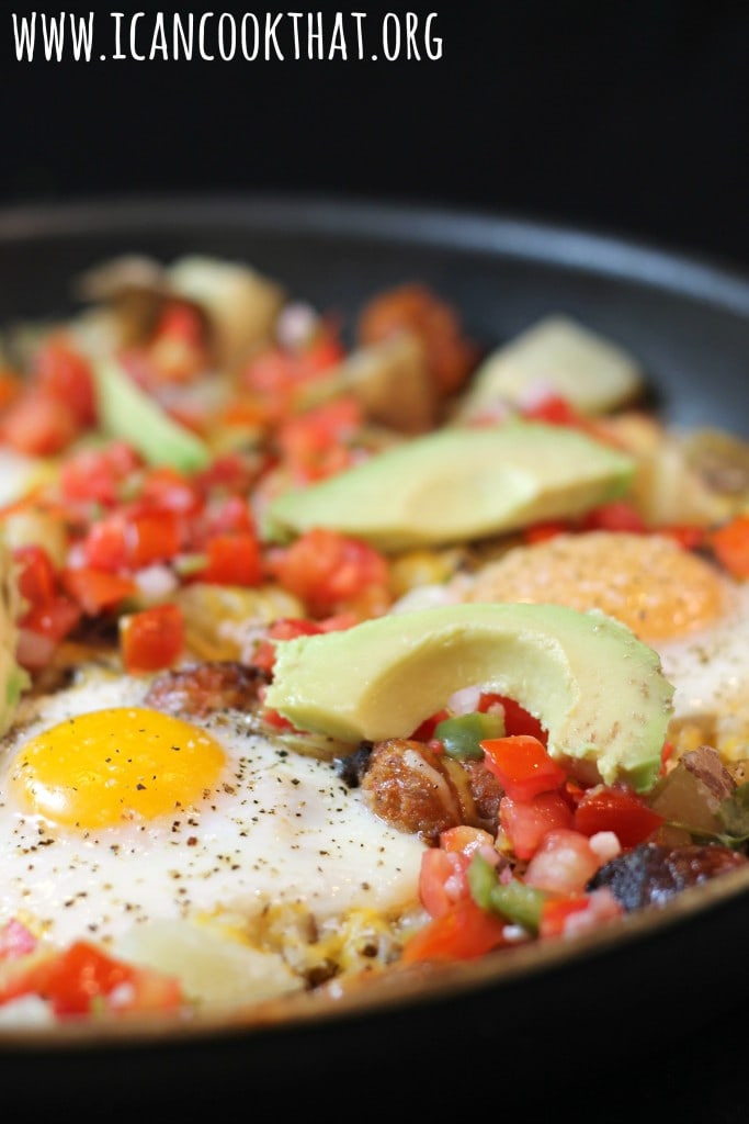 Cheesy Skillet Eggs and Hash