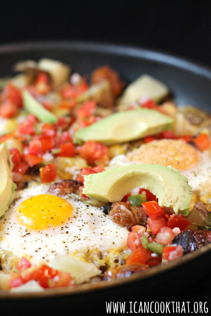 Cheesey Skillet Eggs and Hash