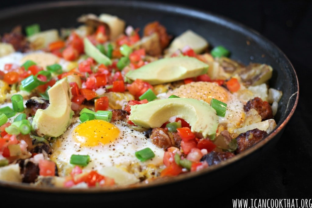 Cheesy Skillet Eggs and Hash