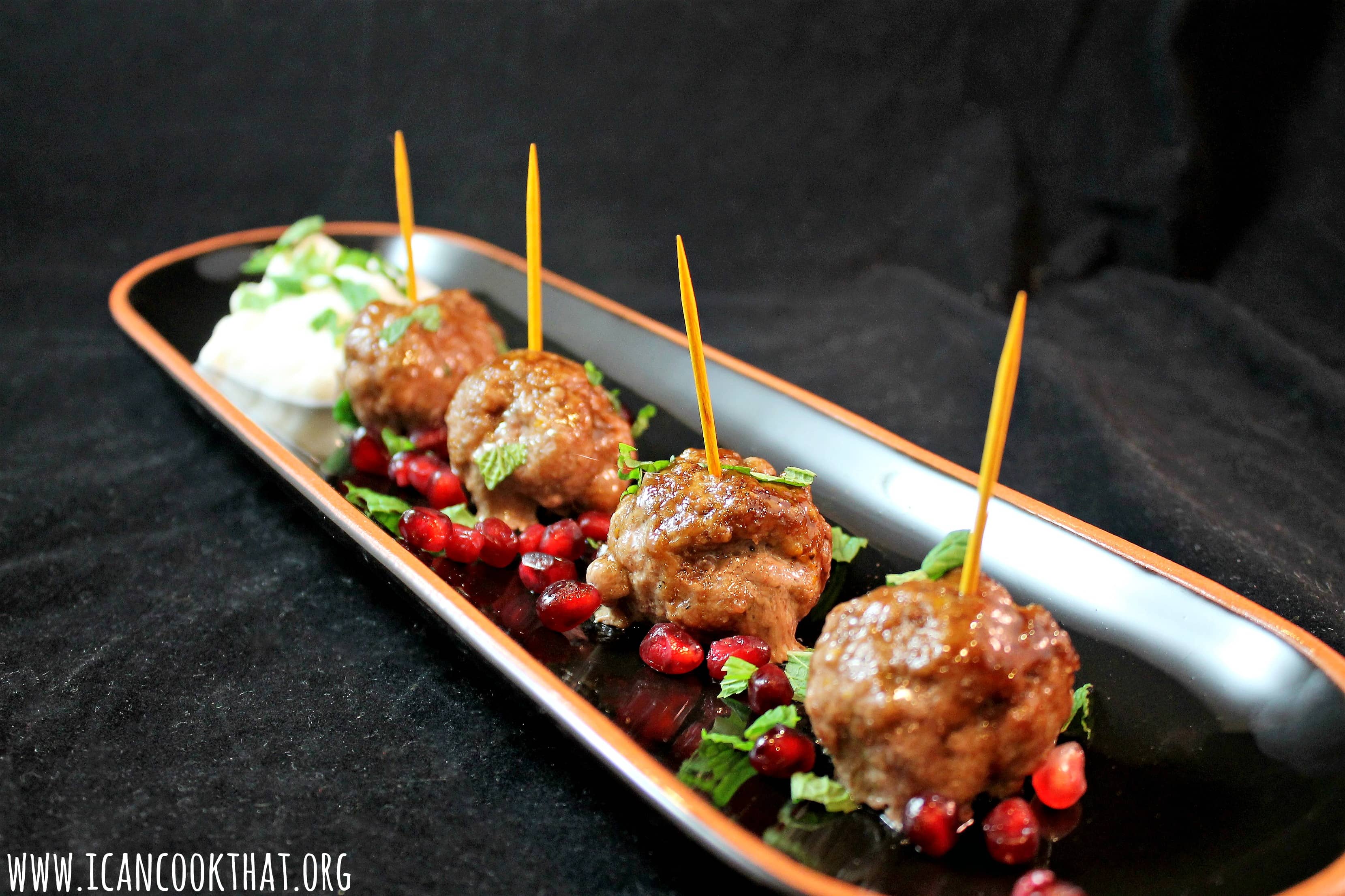 Pomegranate Glazed Lamb Meatballs