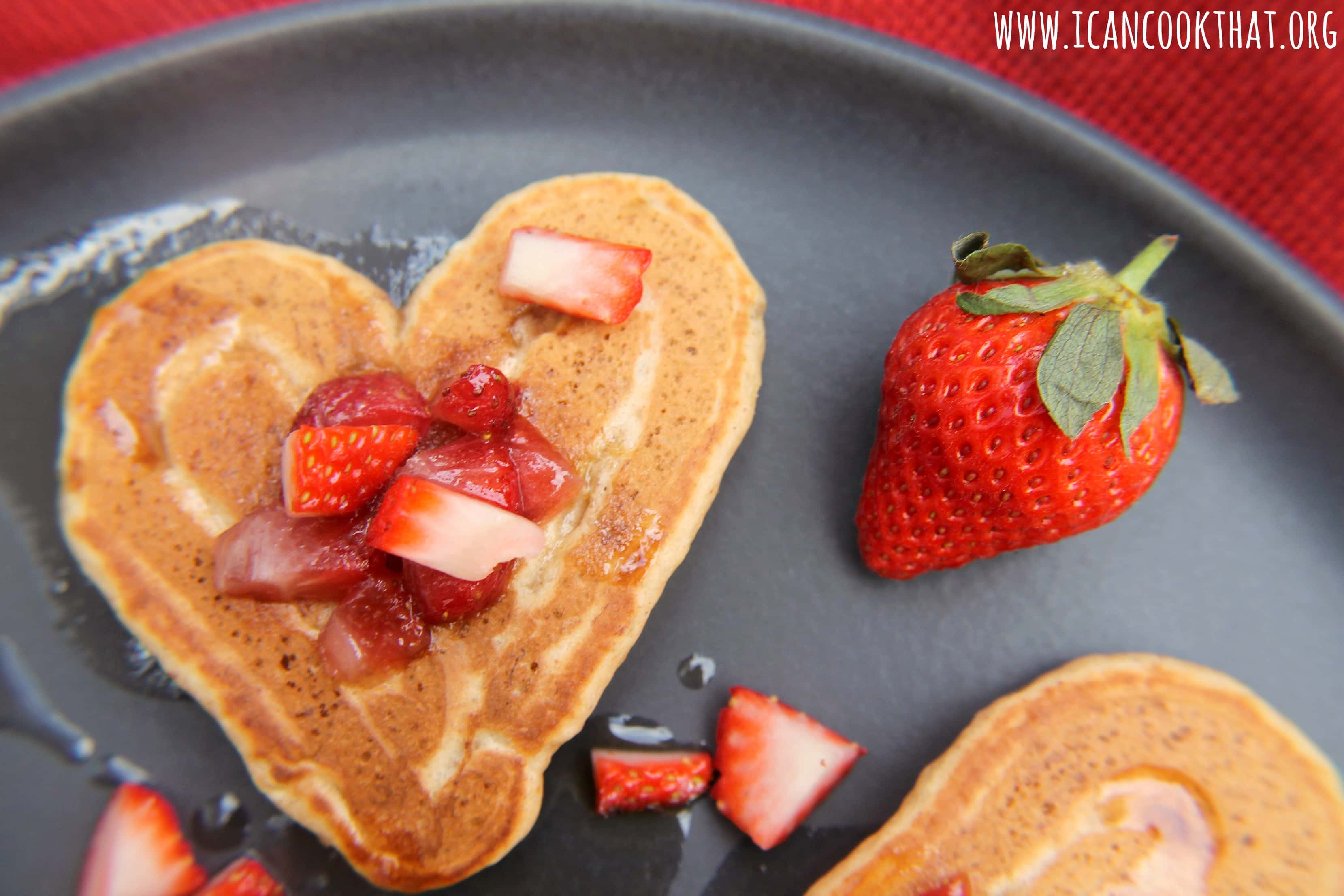 Peanut Butter Banana Pancakes with Strawberry Maple Syrup