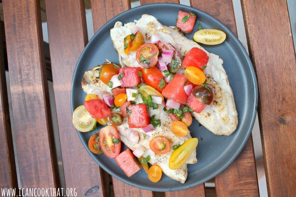 Grilled Red Snapper with Chunky Tomato-Watermelon Salsa