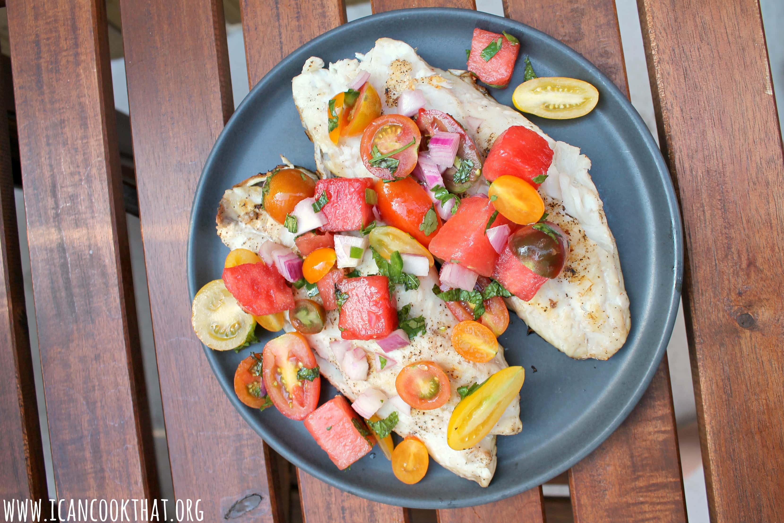 Grilled Red Snapper with Chunky Tomato Watermelon Salsa