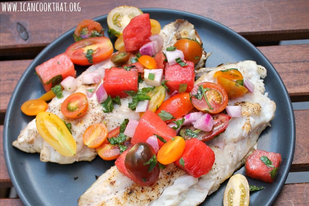 Grilled Red Snapper with Chunky Tomato-Watermelon Salsa