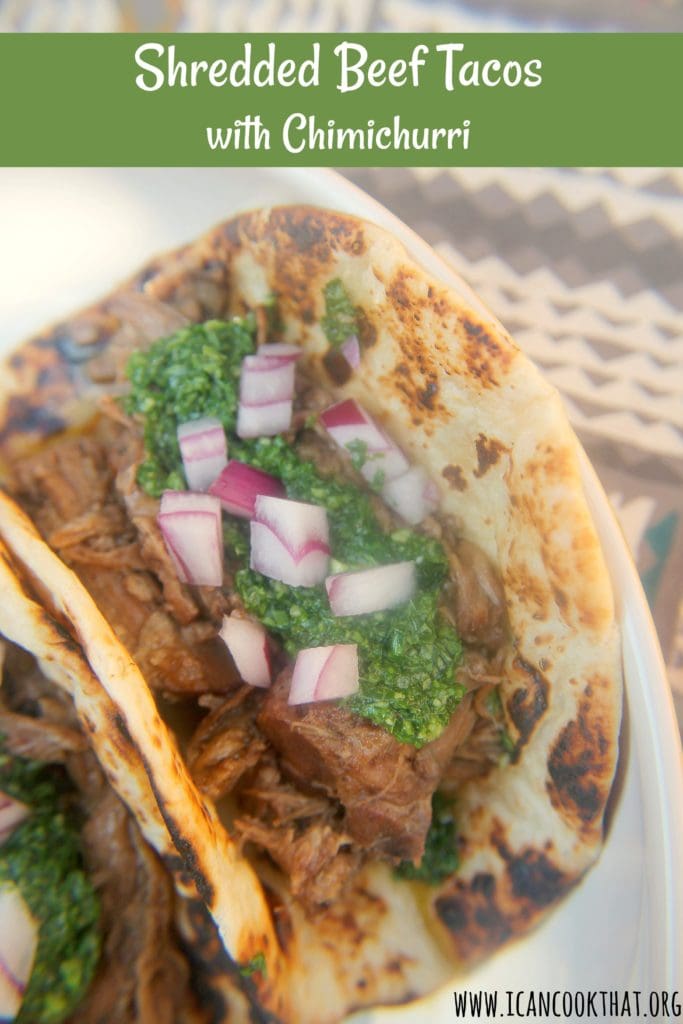 Slow Cooker Shredded Beef Tacos with Chimichurri