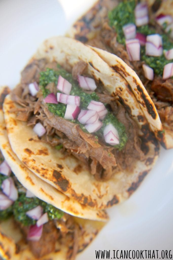 Slow Cooker Shredded Beef Tacos with Chimichurri