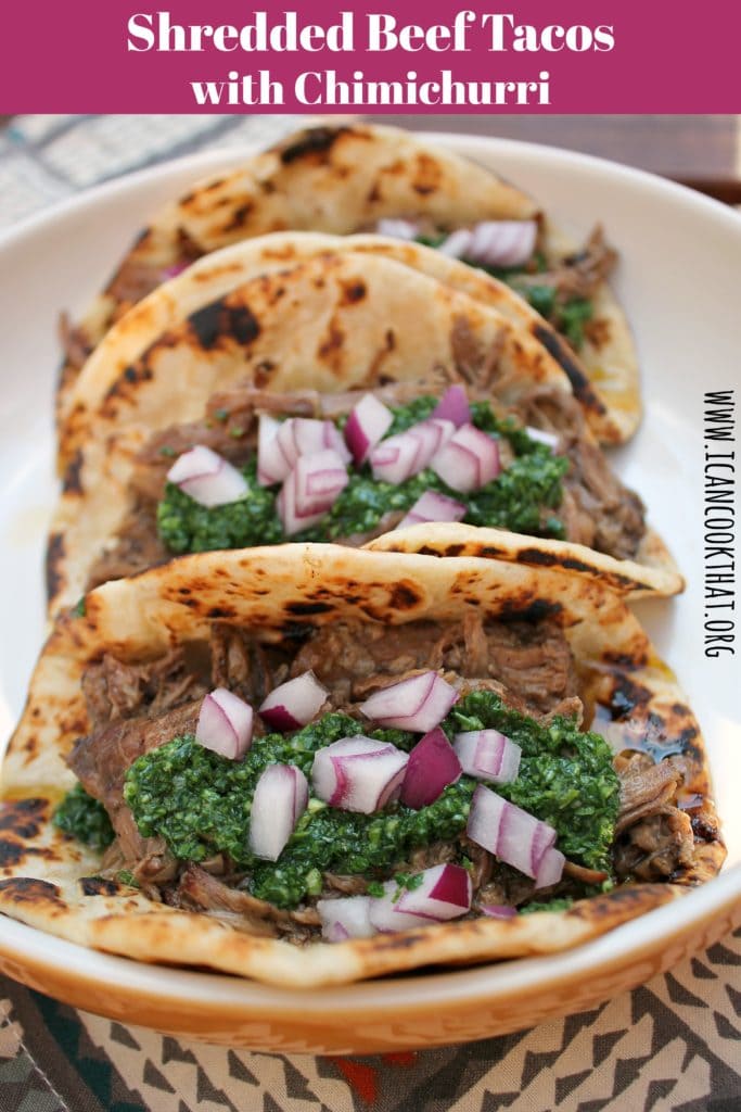 Slow Cooker Shredded Beef Tacos with Chimichurri