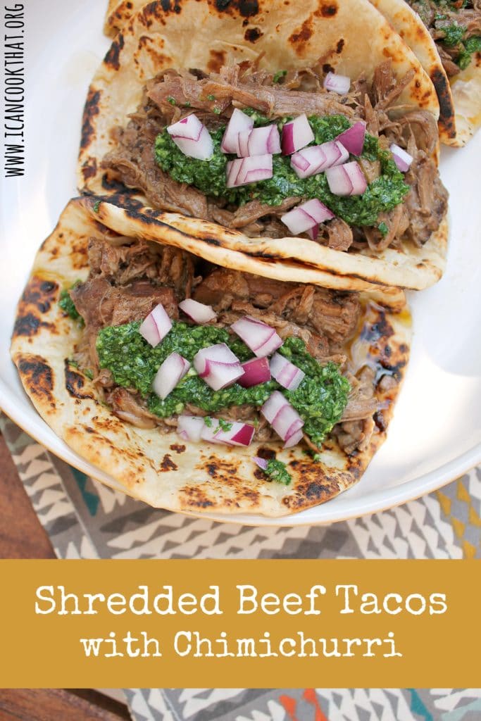 Slow Cooker Shredded Beef Tacos with Chimichurri