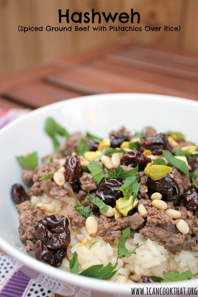 Hashweh (Spiced Ground Beef with Pistachios Over Rice)