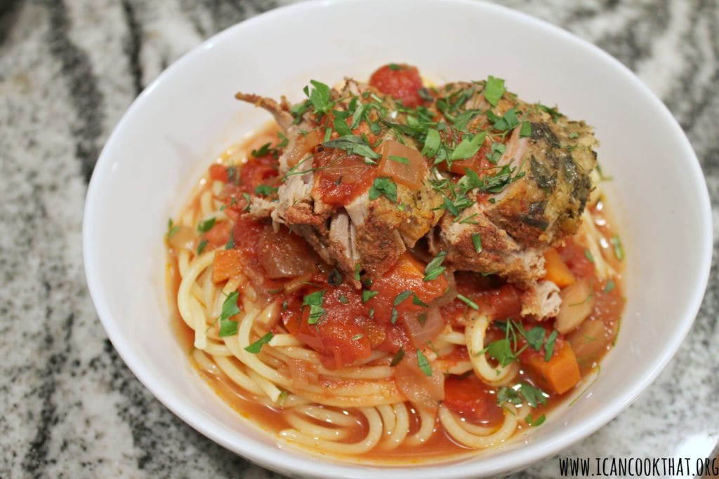 Slow Cooker Parmesan-Herb Pork Loin with Chunky Tomato Sauce