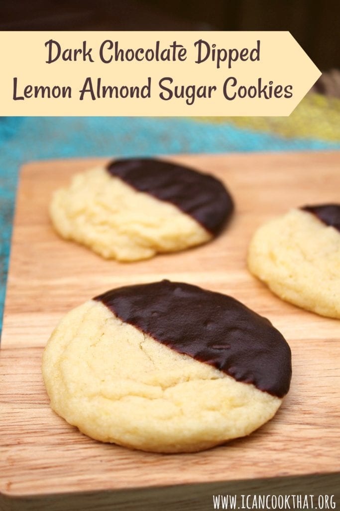 Dark Chocolate Dipped Lemon Almond Sugar Cookies